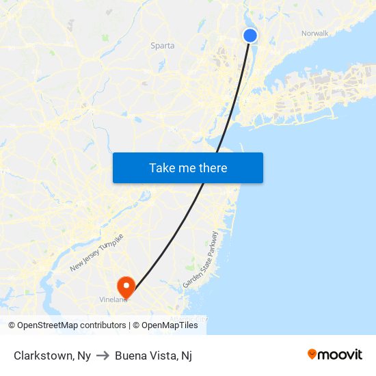 Clarkstown, Ny to Buena Vista, Nj map