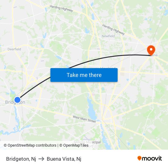 Bridgeton, Nj to Buena Vista, Nj map