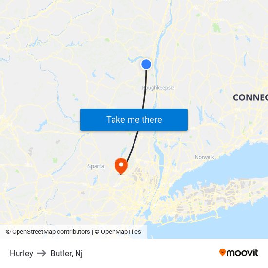 Hurley to Butler, Nj map