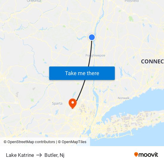 Lake Katrine to Butler, Nj map