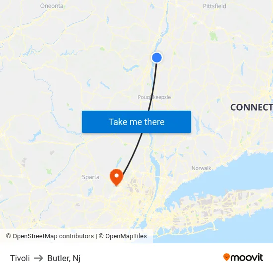 Tivoli to Butler, Nj map