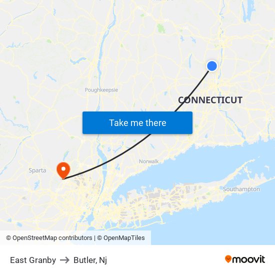 East Granby to Butler, Nj map