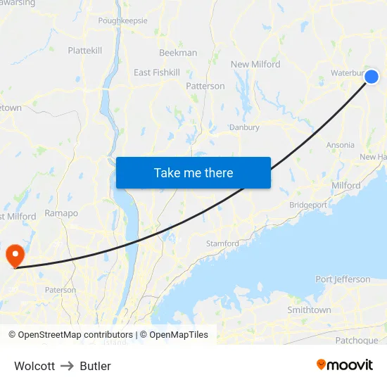 Wolcott to Butler map