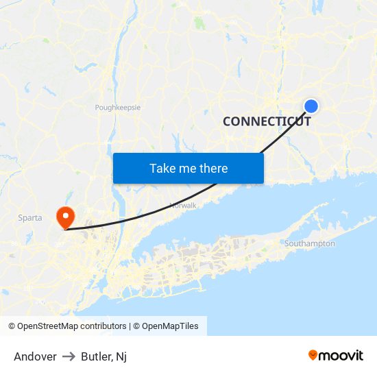Andover to Butler, Nj map