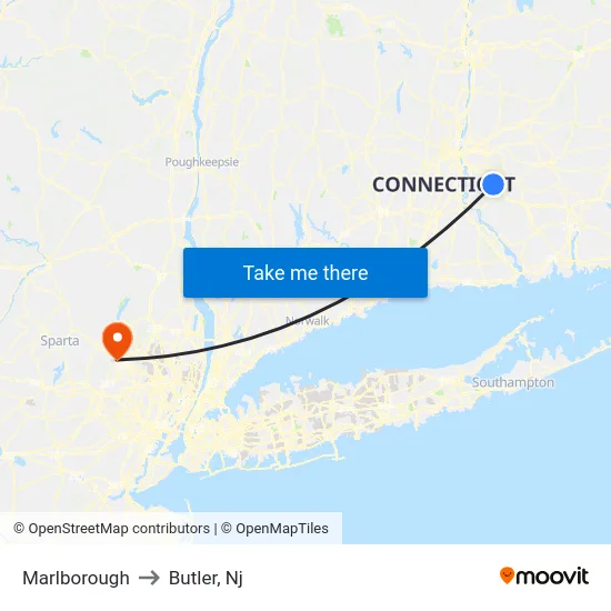Marlborough to Butler, Nj map