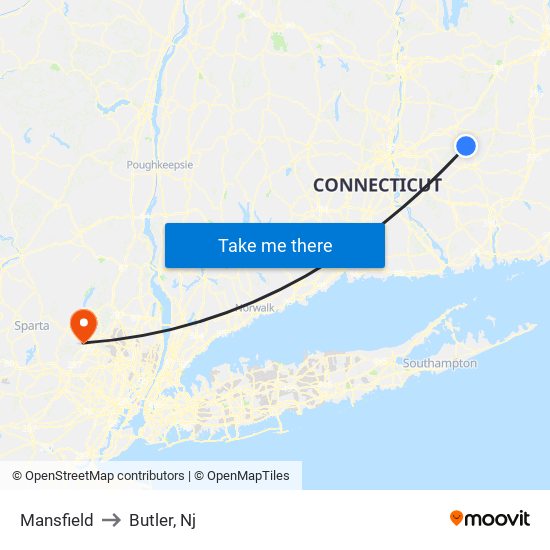Mansfield to Butler, Nj map