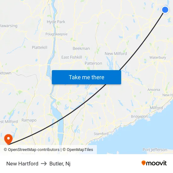 New Hartford to Butler, Nj map