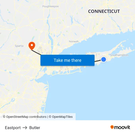 Eastport to Butler map