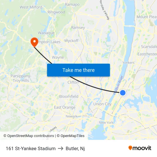161 St-Yankee Stadium to Butler, Nj map