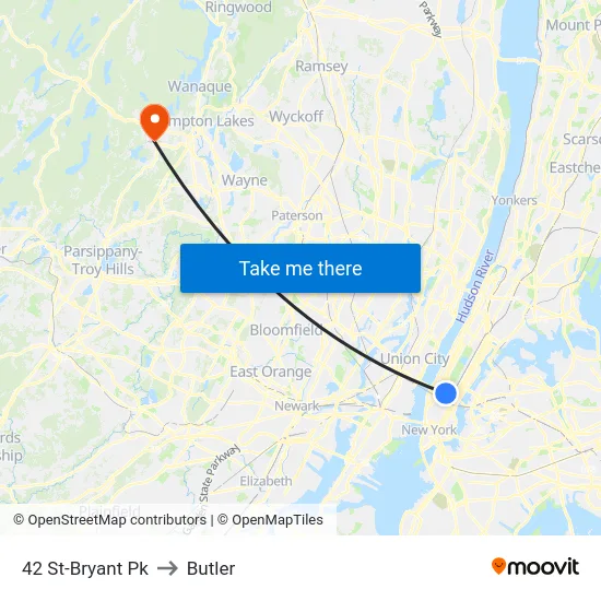 42 St-Bryant Pk to Butler map