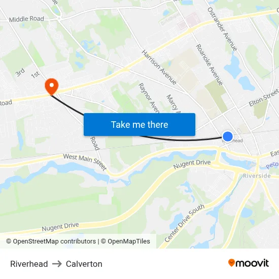Riverhead to Calverton map