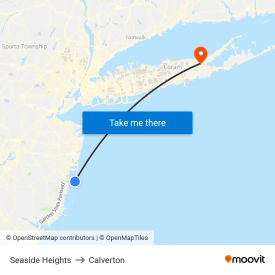 Seaside Heights to Calverton map