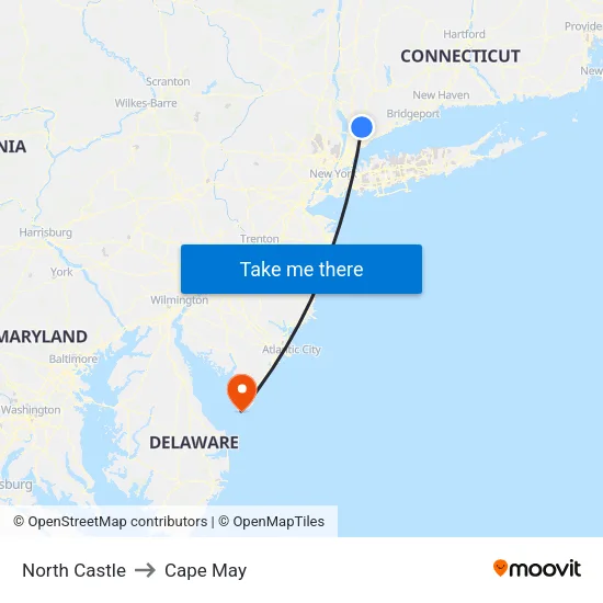 North Castle to Cape May map