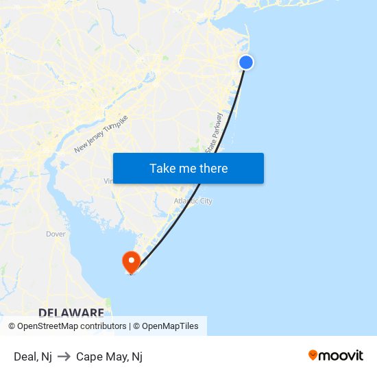 Deal, Nj to Cape May, Nj map