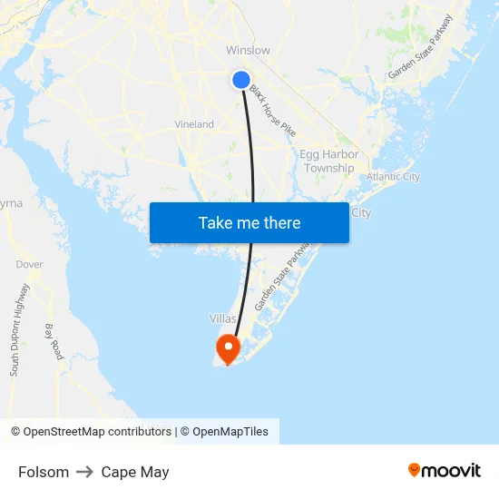 Folsom to Cape May map