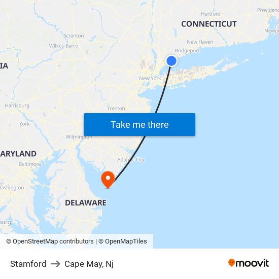 Stamford to Cape May Nj with public transportation