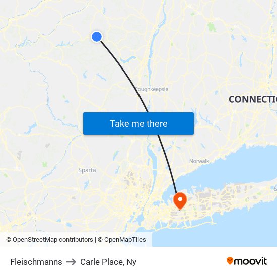 Fleischmanns to Carle Place, Ny map