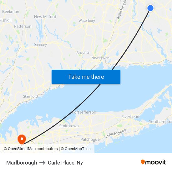 Marlborough to Carle Place, Ny map