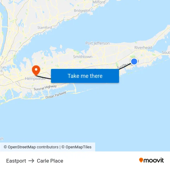 Eastport to Carle Place map