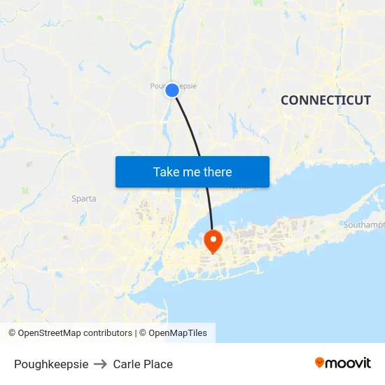 Poughkeepsie to Carle Place map