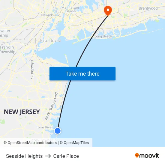 Seaside Heights to Carle Place map