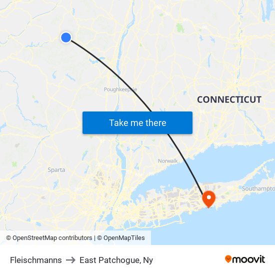 Fleischmanns to East Patchogue, Ny map