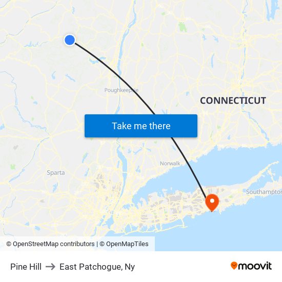 Pine Hill to East Patchogue, Ny map