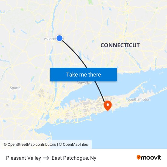 Pleasant Valley to East Patchogue, Ny map