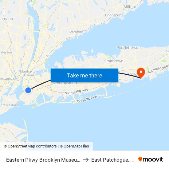 Eastern Pkwy-Brooklyn Museum to East Patchogue, Ny map