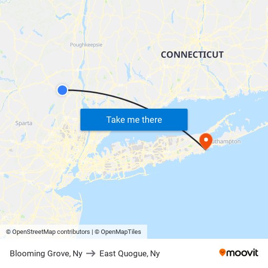 Blooming Grove, Ny to East Quogue, Ny map