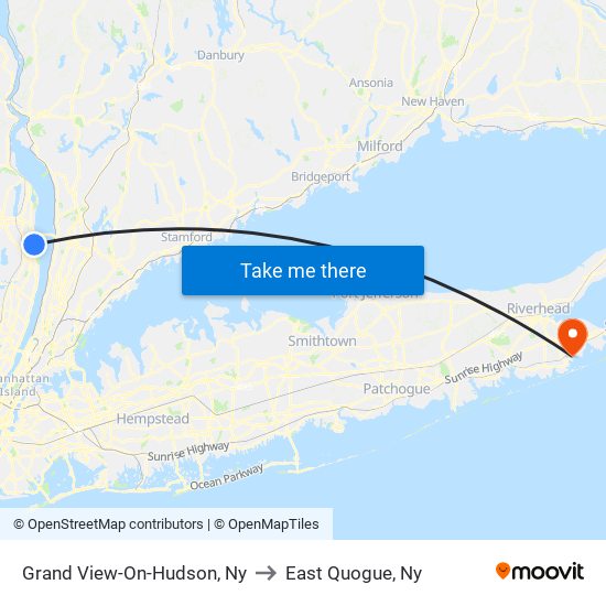 Grand View-On-Hudson, Ny to East Quogue, Ny map