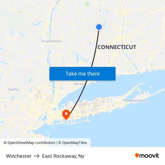 Winchester to East Rockaway, Ny map