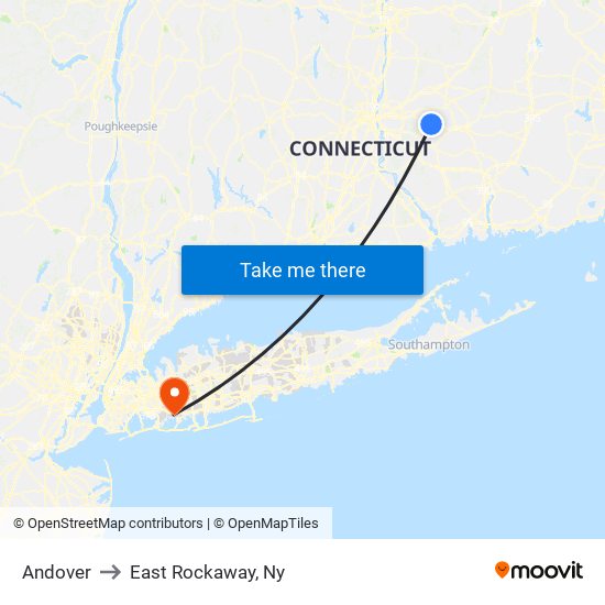 Andover to East Rockaway, Ny map