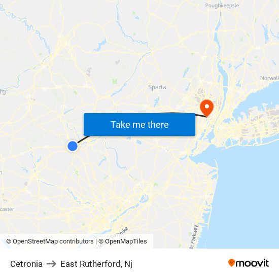 Cetronia to East Rutherford, Nj map