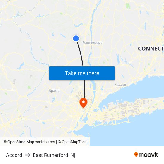 Accord to East Rutherford, Nj map