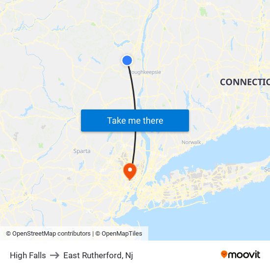 High Falls to East Rutherford, Nj map