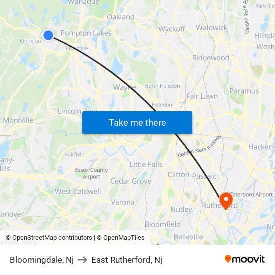 Bloomingdale, Nj to East Rutherford, Nj map