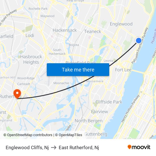 Englewood Cliffs, Nj to East Rutherford, Nj map