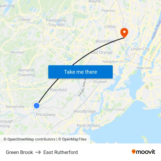 Green Brook to East Rutherford map