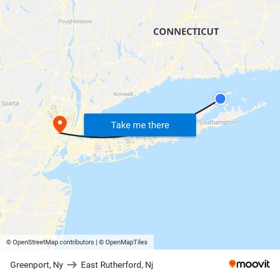 Greenport, Ny to East Rutherford, Nj map