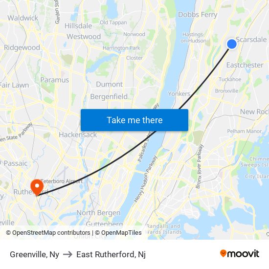 Greenville, Ny to East Rutherford, Nj map
