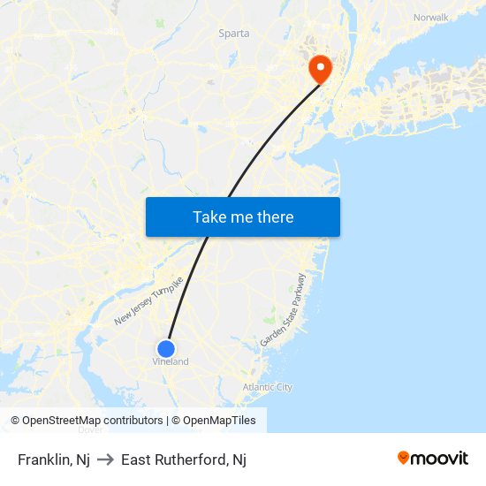 Franklin, Nj to East Rutherford, Nj map