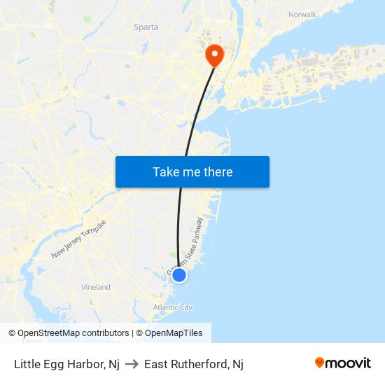 Little Egg Harbor, Nj to East Rutherford, Nj map