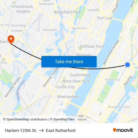 Harlem-125th St. to East Rutherford map