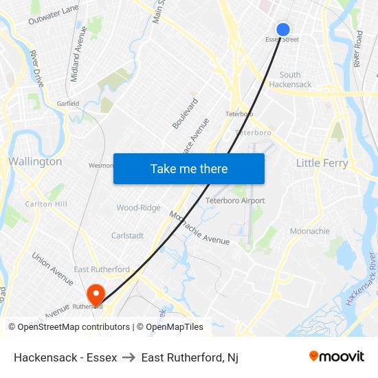 Hackensack Essex to East Rutherford, Nj with public transportation