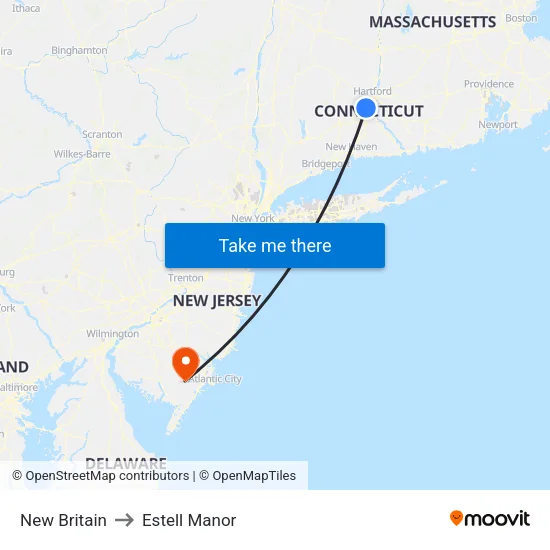 New Britain to Estell Manor map