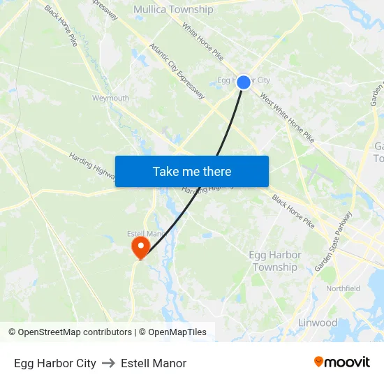Egg Harbor City to Estell Manor map