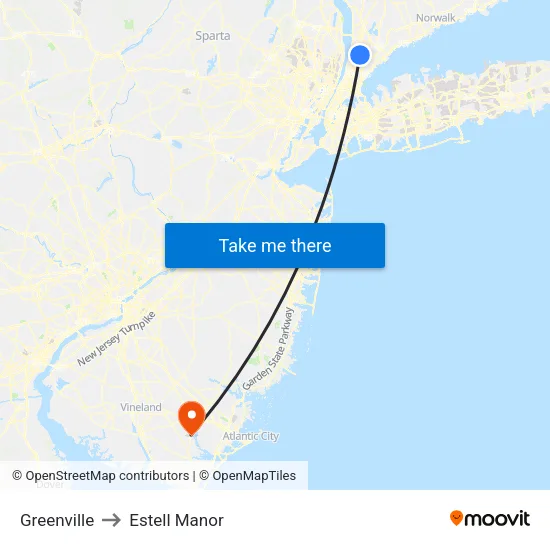 Greenville to Estell Manor map
