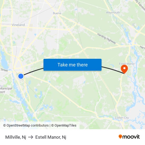 Millville, Nj to Estell Manor, Nj map