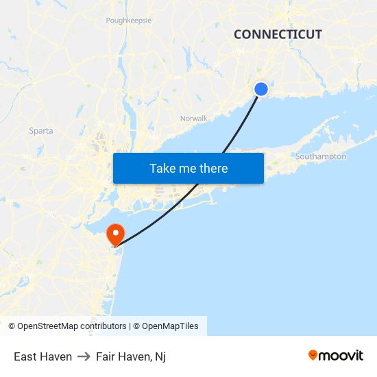 East Haven to Fair Haven, Nj map